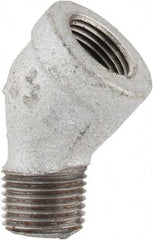 Made in USA - Class 150, 1/2" Galvanized Pipe 45° Street Elbow - Threaded, Malleable Iron - Eagle Tool & Supply