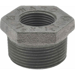 Black Hex Bushing: 1-1/4 x 3/4″, 150 psi, Threaded Malleable Iron, Black Finish, Class 150