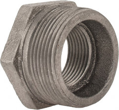 Black Hex Bushing: 1-1/2 x 1″, 125 psi, Threaded Cast Iron, Black Finish, Class 125