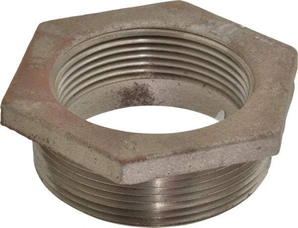 Made in USA - Size 3 x 2-1/2", Class 150, Cast Iron Black Pipe Hex Bushing - 150 psi, Threaded End Connection - Eagle Tool & Supply