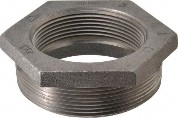 Made in USA - Size 4 x 3", Class 150, Malleable Iron Black Pipe Hex Bushing - 150 psi, Threaded End Connection - Eagle Tool & Supply