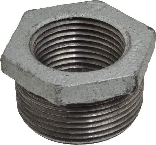 Made in USA - Class 150, 1-1/4 x 1" Galvanized Pipe Hex Bushing - Threaded, Malleable Iron - Eagle Tool & Supply
