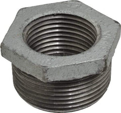 Made in USA - Class 150, 1-1/4 x 1" Galvanized Pipe Hex Bushing - Threaded, Malleable Iron - Eagle Tool & Supply