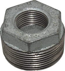 Made in USA - Class 150, 1-1/2 x 3/4" Galvanized Pipe Hex Bushing - Threaded, Malleable Iron - Eagle Tool & Supply