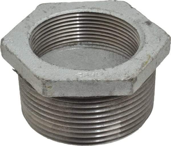 Made in USA - Class 150, 2-1/2 x 2" Galvanized Pipe Hex Bushing - Threaded, Malleable Iron - Eagle Tool & Supply