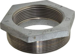 Made in USA - Class 150, 4 x 3" Galvanized Pipe Hex Bushing - Threaded, Malleable Iron - Eagle Tool & Supply