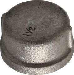 Made in USA - Size 1-1/2", Class 150, Malleable Iron Black Pipe End Cap - 150 psi, Threaded End Connection - Eagle Tool & Supply