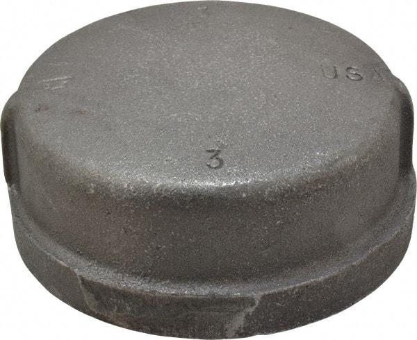 Made in USA - Size 3", Class 150, Malleable Iron Black Pipe End Cap - 150 psi, Threaded End Connection - Eagle Tool & Supply