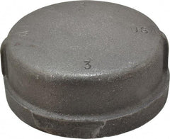 Made in USA - Size 3", Class 150, Malleable Iron Black Pipe End Cap - 150 psi, Threaded End Connection - Eagle Tool & Supply