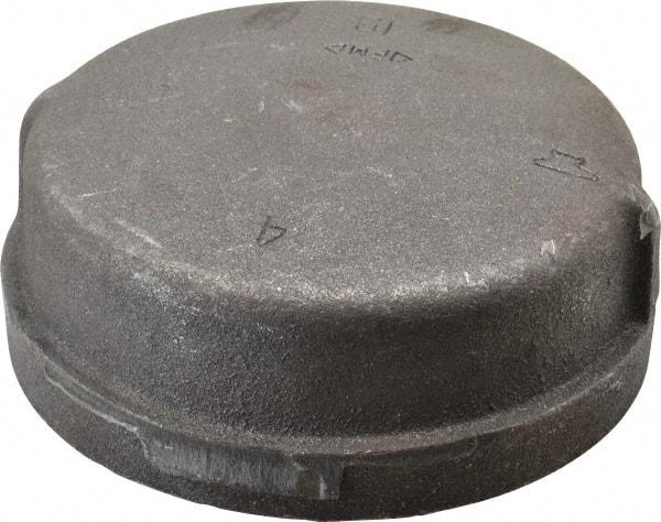 Made in USA - Size 4", Class 150, Malleable Iron Black Pipe End Cap - 150 psi, Threaded End Connection - Eagle Tool & Supply