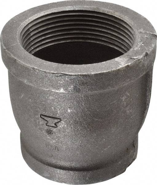 Made in USA - Size 2-1/2 x 2", Class 150, Malleable Iron Black Pipe Reducing Coupling - 150 psi, Threaded End Connection - Eagle Tool & Supply