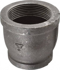 Made in USA - Size 2-1/2 x 2", Class 150, Malleable Iron Black Pipe Reducing Coupling - 150 psi, Threaded End Connection - Eagle Tool & Supply