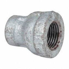 Made in USA - Class 150, 3/8 x 1/8" Galvanized Pipe Reducing Coupling - Threaded, Malleable Iron - Eagle Tool & Supply