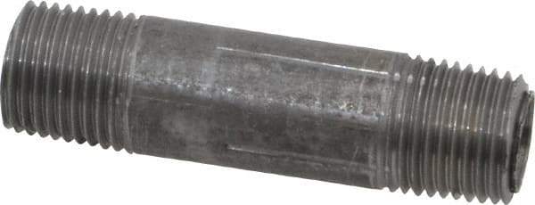 Value Collection - Schedule 40, 1/8" Diam x 1-1/2" Long Steel Black Pipe Nipple - Threaded - Eagle Tool & Supply