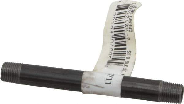 Value Collection - Schedule 40, 1/8" Diam x 3-1/2" Long Steel Black Pipe Nipple - Threaded - Eagle Tool & Supply