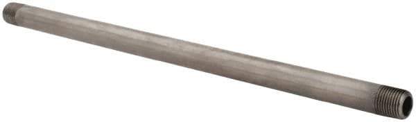 Value Collection - Schedule 40, 1/8" Diam x 8" Long Steel Black Pipe Nipple - Threaded - Eagle Tool & Supply