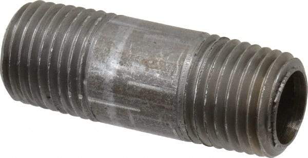 Value Collection - Schedule 40, 1/4" Diam x 1-1/2" Long Steel Black Pipe Nipple - Threaded - Eagle Tool & Supply