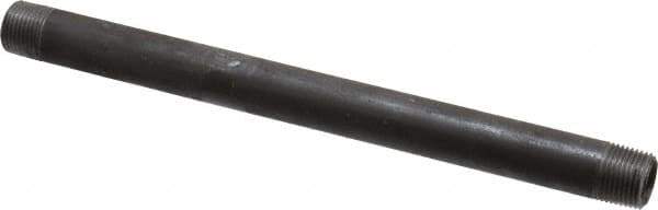 Made in USA - Schedule 40, 3/8" Diam x 8" Long Steel Black Pipe Nipple - Threaded - Eagle Tool & Supply