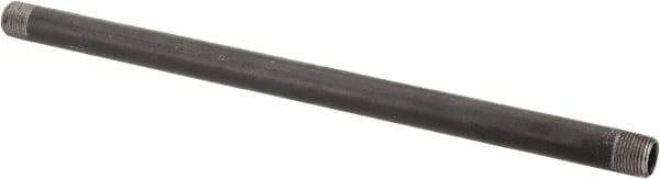 Made in USA - Schedule 40, 3/8" Diam x 12" Long Steel Black Pipe Nipple - Threaded - Eagle Tool & Supply