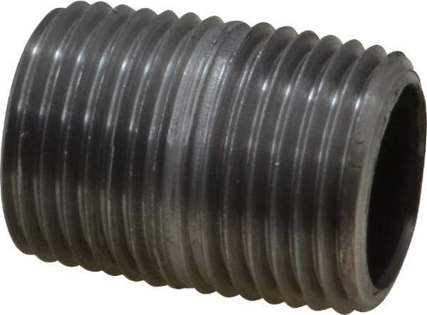 Made in USA - Schedule 40, 1/2" Diam x 1-1/8" Long Steel Black Pipe Nipple - Threaded - Eagle Tool & Supply