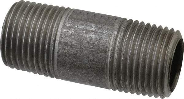 Made in USA - Schedule 40, 1/2" Diam x 2" Long Steel Black Pipe Nipple - Threaded - Eagle Tool & Supply