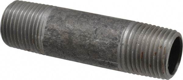 Made in USA - Schedule 40, 1/2" Diam x 3" Long Steel Black Pipe Nipple - Threaded - Eagle Tool & Supply