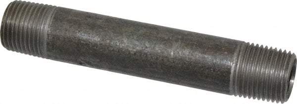 Made in USA - Schedule 40, 1/2" Diam x 4-1/2" Long Steel Black Pipe Nipple - Threaded - Eagle Tool & Supply