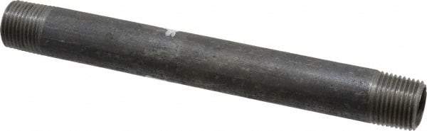 Made in USA - Schedule 40, 1/2" Diam x 7" Long Steel Black Pipe Nipple - Threaded - Eagle Tool & Supply