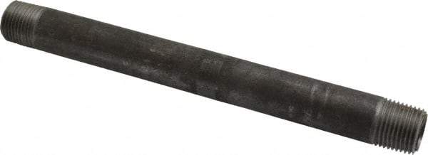 Made in USA - Schedule 40, 1/2" Diam x 8" Long Steel Black Pipe Nipple - Threaded - Eagle Tool & Supply