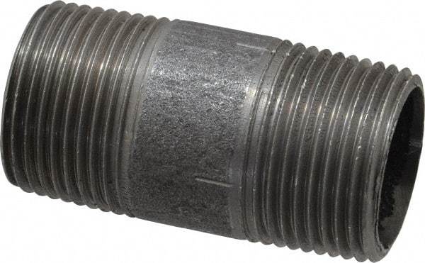 Made in USA - Schedule 40, 3/4" Diam x 2" Long Steel Black Pipe Nipple - Threaded - Eagle Tool & Supply