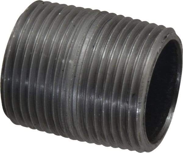 Made in USA - Schedule 40, 1" Diam x 1-1/2" Long Steel Black Pipe Nipple - Threaded - Eagle Tool & Supply