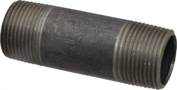 Made in USA - Schedule 40, 1" Diam x 3-1/2" Long Steel Black Pipe Nipple - Threaded - Eagle Tool & Supply