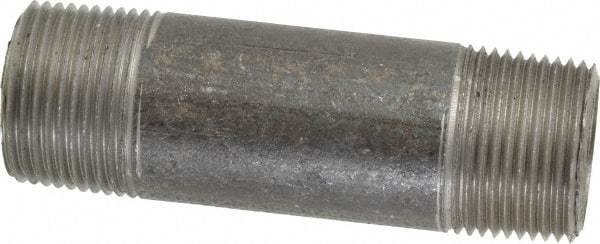 Made in USA - Schedule 40, 1" Diam x 4" Long Steel Black Pipe Nipple - Threaded - Eagle Tool & Supply