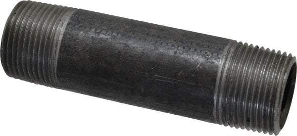 Made in USA - Schedule 40, 1" Diam x 4-1/2" Long Steel Black Pipe Nipple - Threaded - Eagle Tool & Supply