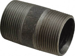 Made in USA - Schedule 40, 1-1/4" Diam x 2-1/2" Long Steel Black Pipe Nipple - Threaded - Eagle Tool & Supply