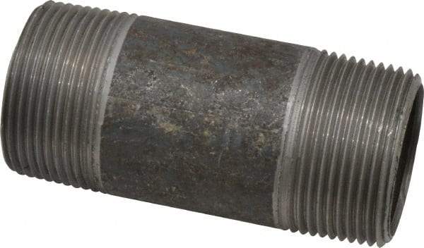 Made in USA - Schedule 40, 1-1/4" Diam x 3" Long Steel Black Pipe Nipple - Threaded - Eagle Tool & Supply