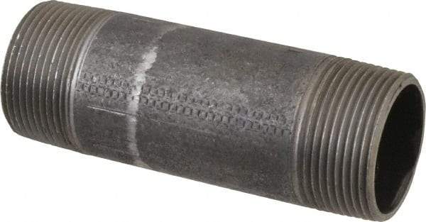 Made in USA - Schedule 40, 1-1/4" Diam x 4-1/2" Long Steel Black Pipe Nipple - Threaded - Eagle Tool & Supply