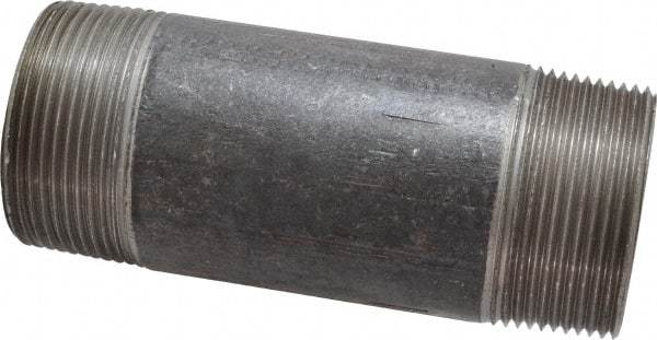 Made in USA - Schedule 40, 1-1/2" Diam x 4-1/2" Long Steel Black Pipe Nipple - Threaded - Eagle Tool & Supply