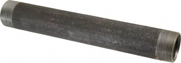 Made in USA - Schedule 40, 1-1/2" Diam x 12" Long Steel Black Pipe Nipple - Threaded - Eagle Tool & Supply