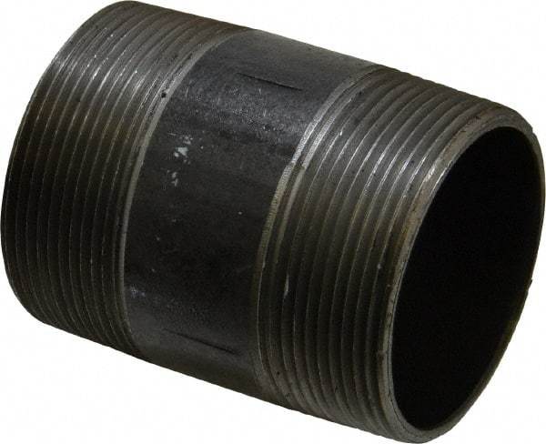 Made in USA - Schedule 40, 2" Diam x 3" Long Steel Black Pipe Nipple - Threaded - Eagle Tool & Supply