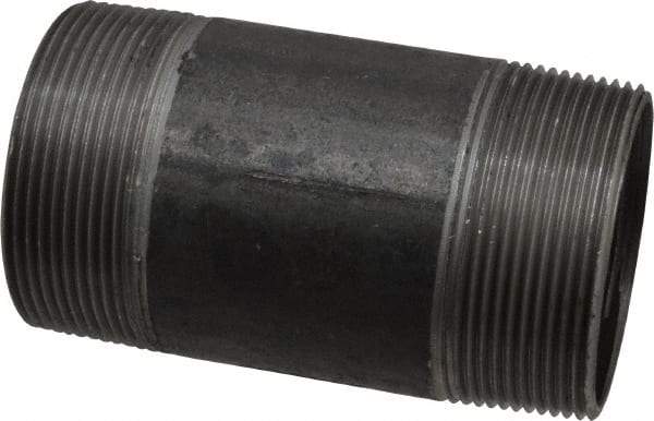 Made in USA - Schedule 40, 2" Diam x 4" Long Steel Black Pipe Nipple - Threaded - Eagle Tool & Supply