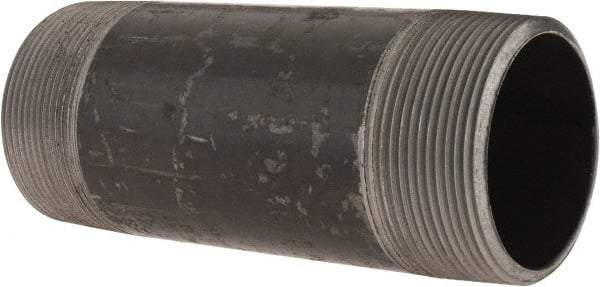 Made in USA - Schedule 40, 2" Diam x 5-1/2" Long Steel Black Pipe Nipple - Threaded - Eagle Tool & Supply