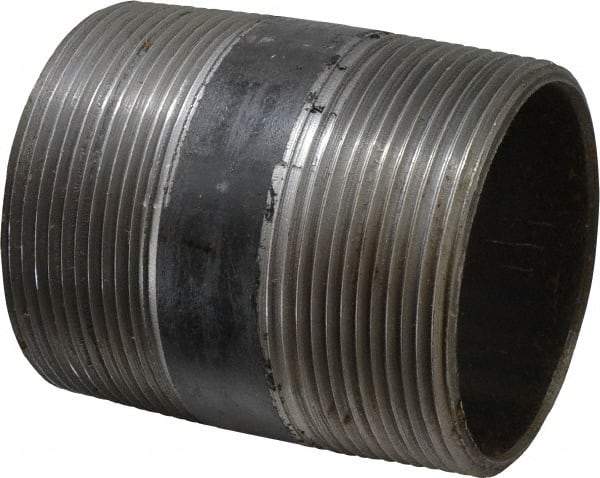 Made in USA - Schedule 40, 3" Diam x 4" Long Steel Black Pipe Nipple - Threaded - Eagle Tool & Supply