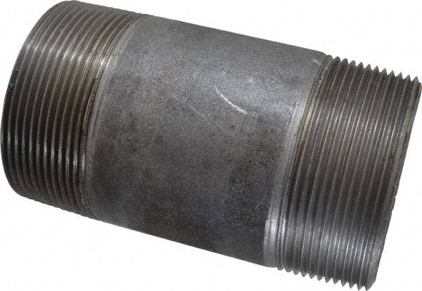 Made in USA - Schedule 40, 3" Diam x 6" Long Steel Black Pipe Nipple - Threaded - Eagle Tool & Supply