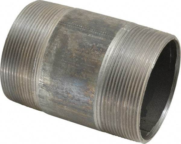 Made in USA - Schedule 40, 4" Diam x 6" Long Steel Black Pipe Nipple - Threaded - Eagle Tool & Supply