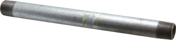 Made in USA - Schedule 40, 1/2 x 9" Galvanized Pipe Nipple - Threaded Steel - Eagle Tool & Supply