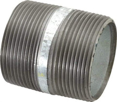 Made in USA - Schedule 40, 2-1/2 x 3" Galvanized Pipe Nipple - Threaded Steel - Eagle Tool & Supply