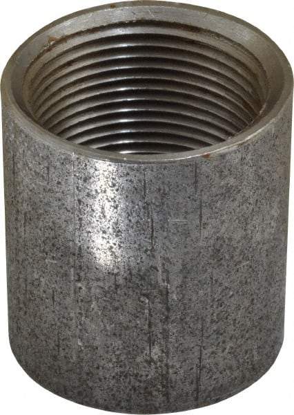 Made in USA - Size 1-1/4", Class 150, Malleable Iron Black Pipe Coupling - 150 psi, Threaded End Connection - Eagle Tool & Supply
