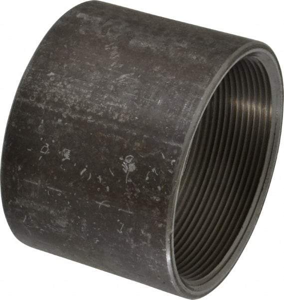 Made in USA - Size 4", Class 150, Steel Black Pipe Coupling - 150 psi, Threaded End Connection - Eagle Tool & Supply