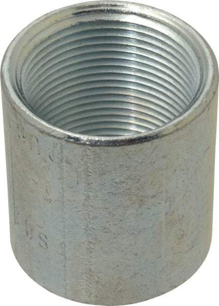 Made in USA - Class 150, 1-1/4" Galvanized Pipe Coupling - Threaded, Malleable Iron - Eagle Tool & Supply